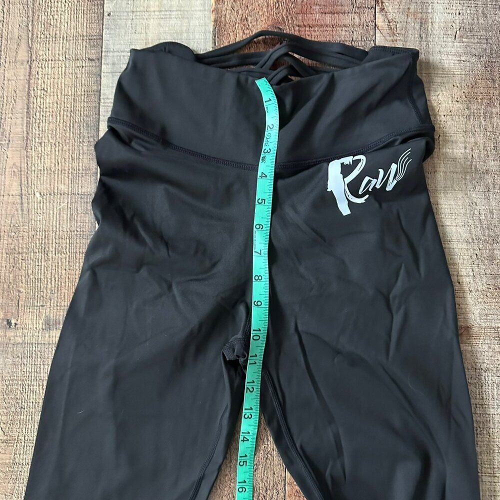 Womens Black Raw Activewear Set With Crisscross Crop Top & High Waist Leggings - Picture 5 of 10